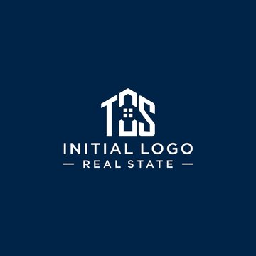 Initial letter TS monogram logo with abstract house shape, simple and modern real estate logo design