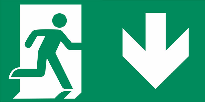 se&ntilde;al, verde, emergencia, SE051, pictograma, vector, abajo, flecha, puerta derecha hacia abajo , salida , evacuaci&oacute;n, salir, ruta, flecha hacia abajo, imagen, indicar, norma, normatividad, vector
