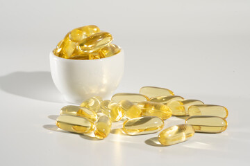 Food supplement oil filled fish oil, omega 3, omega 6, omega 9, vitamin A, vitamin D, vitamin E,...