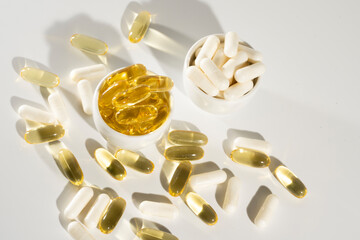 Food supplement oil filled fish oil, omega 3, omega 6, omega 9, vitamin A, vitamin D, vitamin E, flaxseed oil.	
