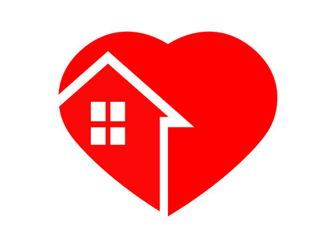 Home love house heart logo vector image