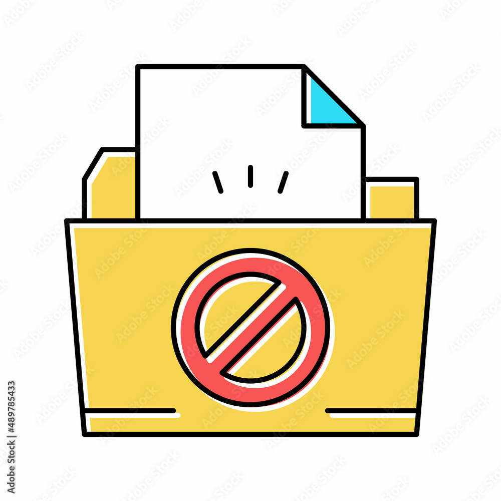 Poster file didn't save in online folder color icon vector illustration