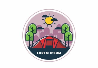 Fototapeta premium camping with a big tent flat illustration