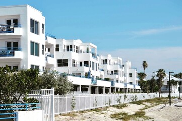 white houses in island