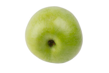 ripe green apple, on a white background, close-up