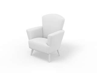 Obraz premium White one color armchair on a white flat background. Minimalistic design object. 3d rendering icon ui ux interface element.