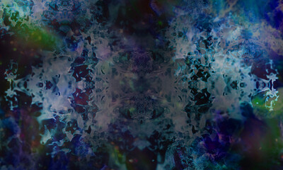 Plakat abstract dark blue mystical smoke vintage space fog watercolor universe stardust pattern on dark.