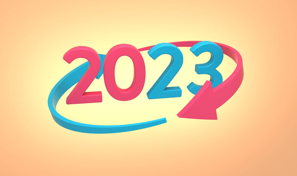 New Year 2023 Creative Design Concept - 3D Rendered Image	
