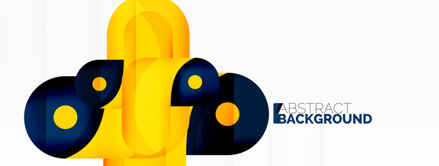 Creative geometric wallpaper. Round arrow shape minimal geometric background. Techno business template for wallpaper, banner, background or landing