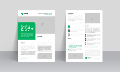 Fototapeta na wymiar Case study template. Business case study booklet with creative layout. Double side flyer design