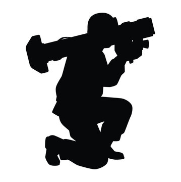 recommend clip art: Soldier with anti tank missile silhouette vector illustration, military man in the battle.
