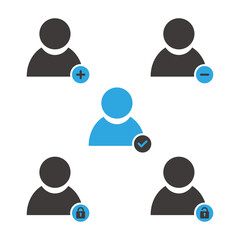 青と黒のシンプルな人物のビジネスアイコンセット