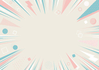 可愛らしい配色の幾何学集中線