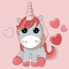 cute baby unicorn with heart