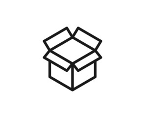 Single line icon of box on isolated white background. High quality editable stroke for mobile apps, web design, websites, online shops etc.