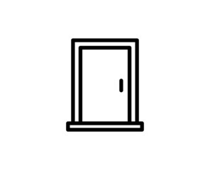 Door icon concept. Single premium editable stroke pictogram perfect for logos, mobile apps, online shops and web sites. Vector symbol isolated on white background.