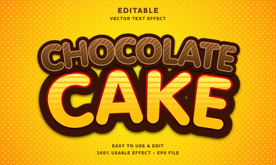 Fototapeta na wymiar chocolate cake editable text effect with modern and simple style