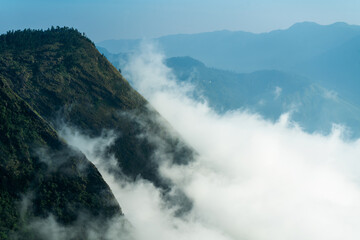 Misty mountain view from Munnar India, Nature landscape scenery