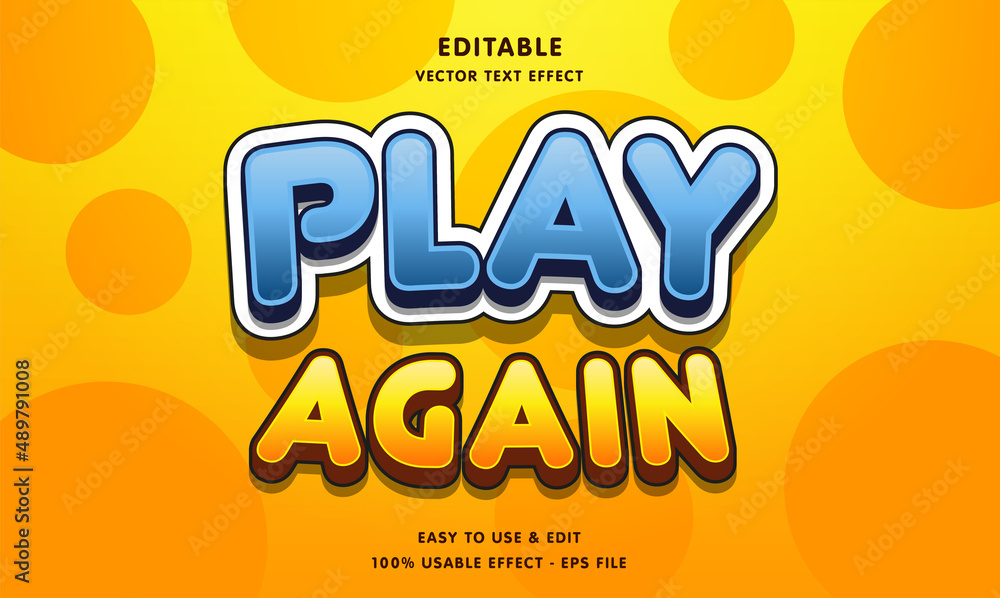 Aufkleber play again editable text effect with modern and simple style