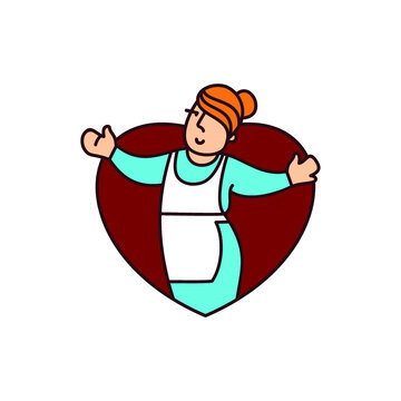 illustration logo with woman for bakery cafe