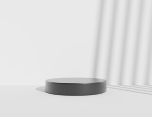 3D rendering of pedestal podium, Abstract minimal display empty space. Geometry podium for beauty cosmetic products or showcase.