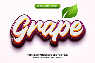fresh orange purple grape fruits 3D logo mock up template Editable text Effect Style