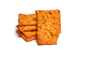 Cookies with tomatoes, basil and garlic isolated on a white background