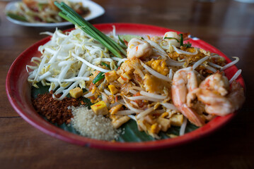 Pad Thai , Thai style noodles , Pad Thai on the table