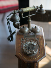 home phone retro style put on the wooden table