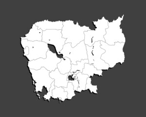 Vector map country Cambodia divided on regions