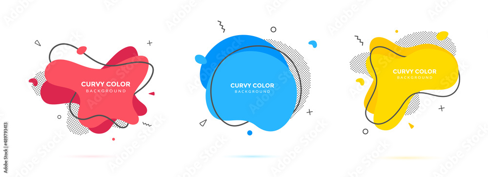 Poster modern liquid irregular amoeba blob shape abstract elements graphic flat style design fluid vector i