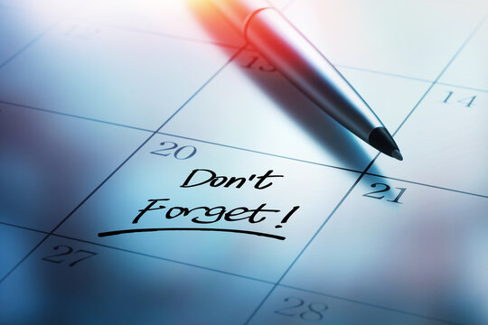  The words Don`t Forget written on a white notebook to remind you an important appointment. 3d rendering.