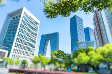 Fototapeta premium modern office building with green leaves