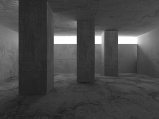 Abstract architecture background. Empty rough concrete interior