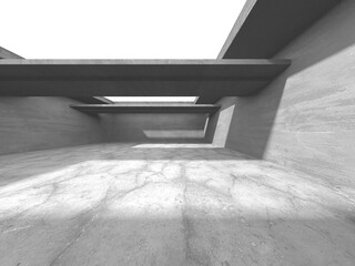 Abstract architecture background. Empty rough concrete interior
