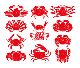 食用カニ_イラスト [Crabs Illustration] - obrazy, fototapety, plakaty