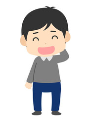 照れ笑いをする男性のイラスト