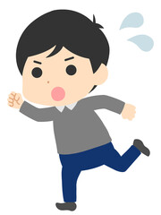 全力で走る男性のイラスト