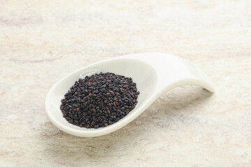 Black sesame seeds in the bowl