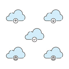 ポップなクラウドのビジネスアイコンセット