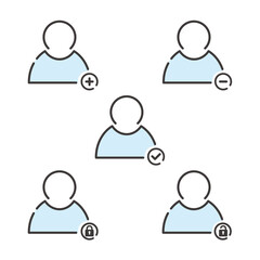 ポップな人物のビジネスアイコンセット　アウトライン