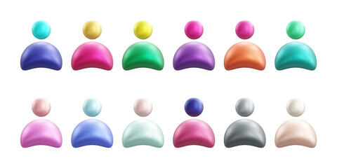 Minimalistic profile avatar realistic 3d icons collection