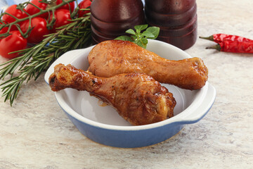 Roasted chicken legs with spicy sauce