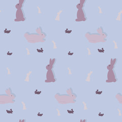 Vector seamless rabbit pattern. Template for textiles. wrapping paper, covers, scrapbooking, wallpaper.