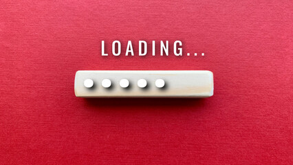 Top view of loading bar with red texture background. Digital concept