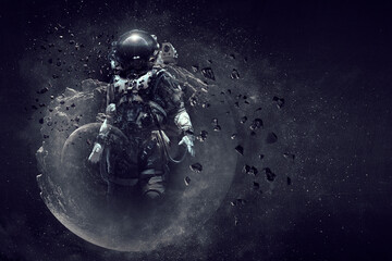 Obraz na płótnie Canvas Astronaut and space exploration theme.