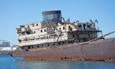 Shipwreck in Arrecife (Lanzarote), sunk many years ago