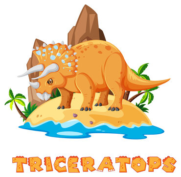 Triceratops standing on the island