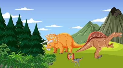 Dinosaur in prehistoric forest scene © blueringmedia