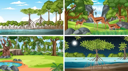 Four scenes with antelope in the forest © blueringmedia